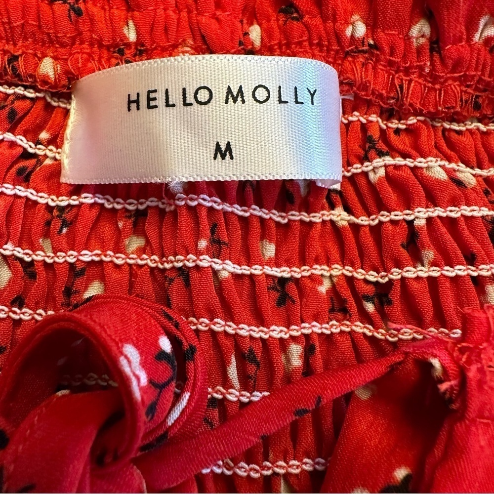 Hello Molly Red Blossom Babydoll smocked Dress Size Medium - Picture 10 of 12